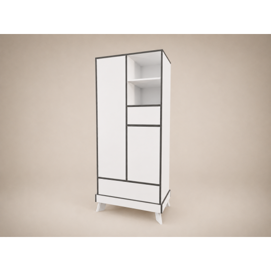 Geri 2-door wardrobe in white with anthracite edging