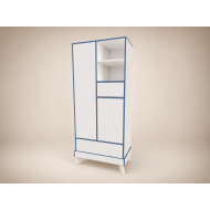 Geri 2-door wardrobe in white with blue edging