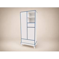 Geri 2-door wardrobe in white with blue edging