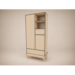 Geri 2-door wardrobe in Sonoma, with anthracite edging