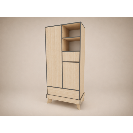 Geri 2-door wardrobe in Sonoma, with anthracite edging