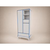 Geri 2-door wardrobe in light grey with blue edging