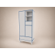 Geri 2-door wardrobe in light grey with blue edging